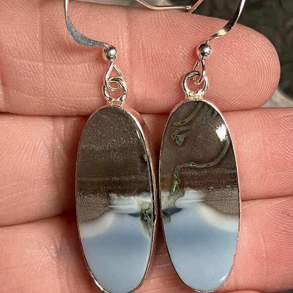 Common Blue Opal Earrings Stone Crystal Jewelry - Picture 6 of 10